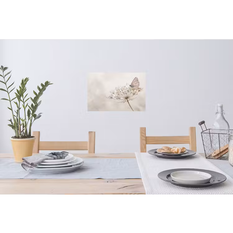 Vlinder - Bloem -Natuur - Beige Muursticker klein -eettafel