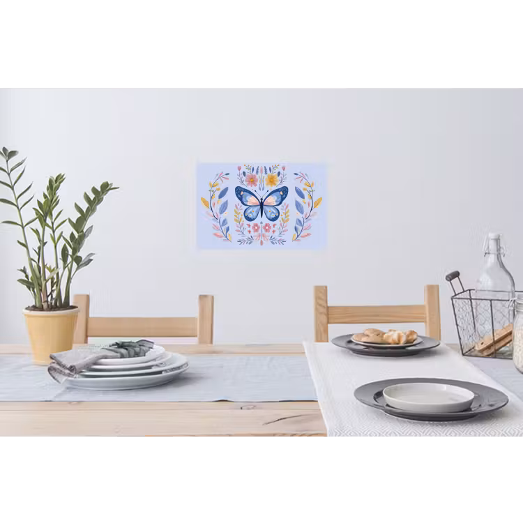 Vlinder - Lichtblauw - Sierlijk - Bloemen Muursticker klein -eettafel