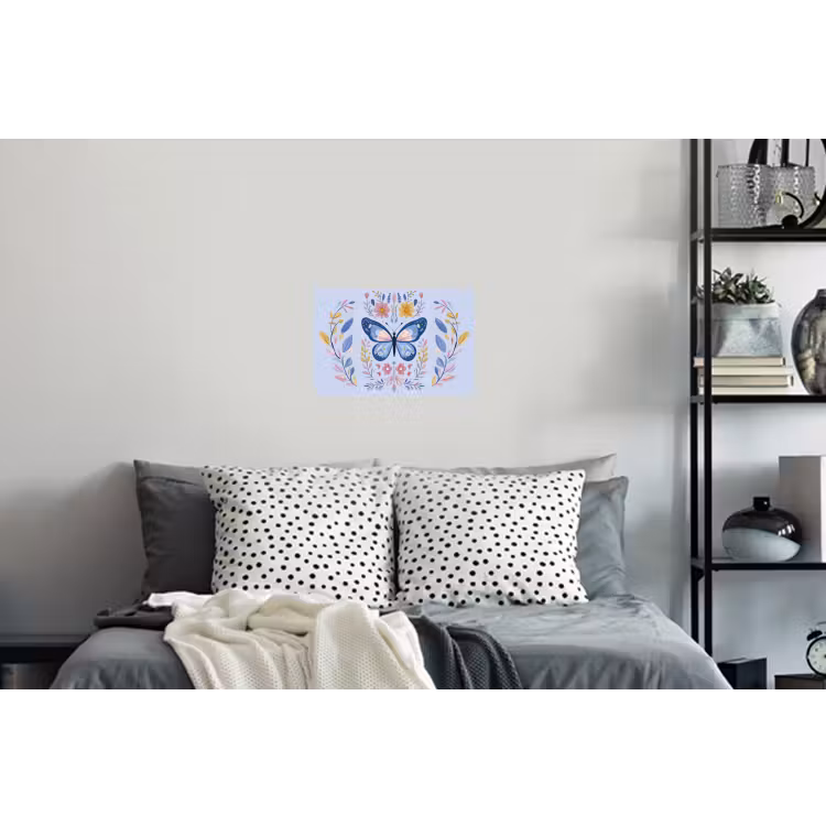 Vlinder - Lichtblauw - Sierlijk - Bloemen Muursticker klein -slaapkamer
