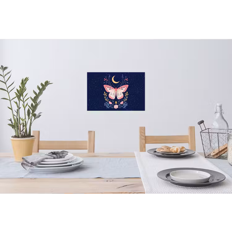Vlinder - Maan - Bloemen - Sterrenhemel Muursticker klein -eettafel