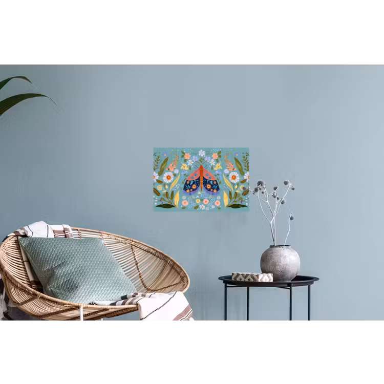 Vlinder - Sierlijk - Bloemen - Bladeren Muursticker klein -plant