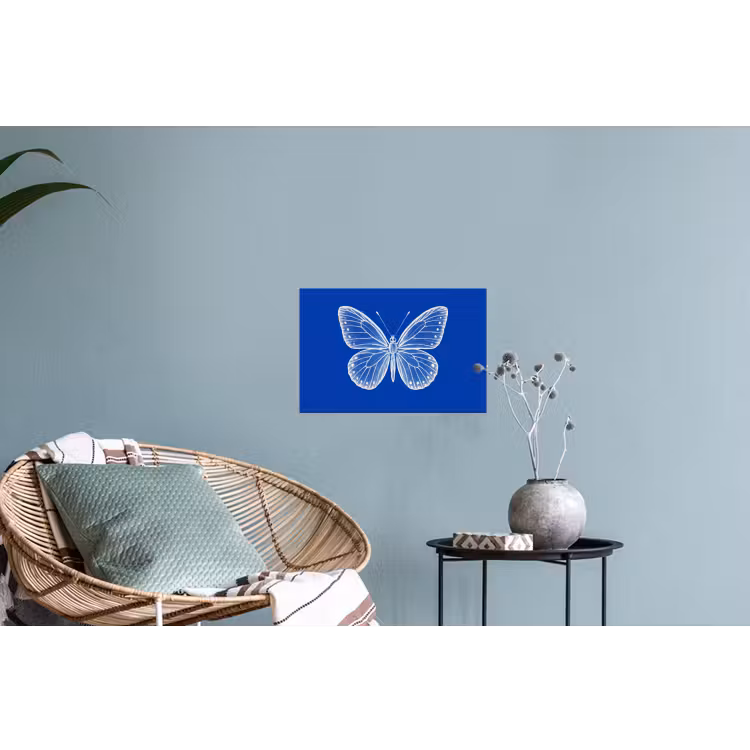 Vlinder - Wit - Getekend - Stippen Muursticker klein -plant