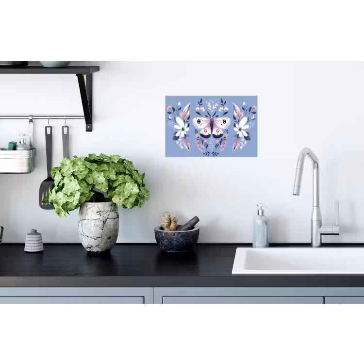 Vlinder - Vleugels - Stippen - Bloemen Muursticker klein -keuken
