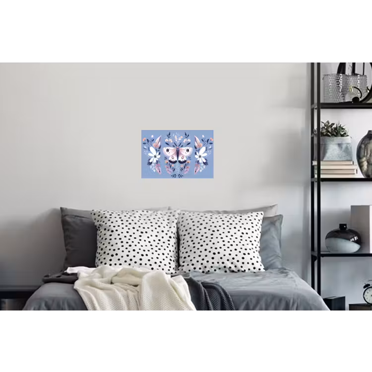 Vlinder - Vleugels - Stippen - Bloemen Muursticker klein -slaapkamer