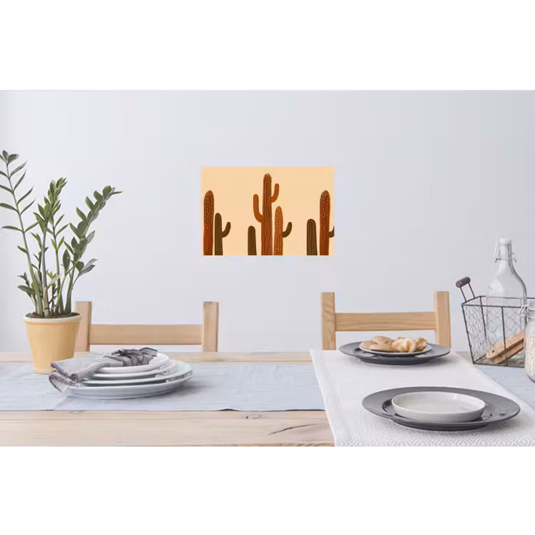 Cactus - Woestijn - Zand - Bruin Muursticker klein -eettafel
