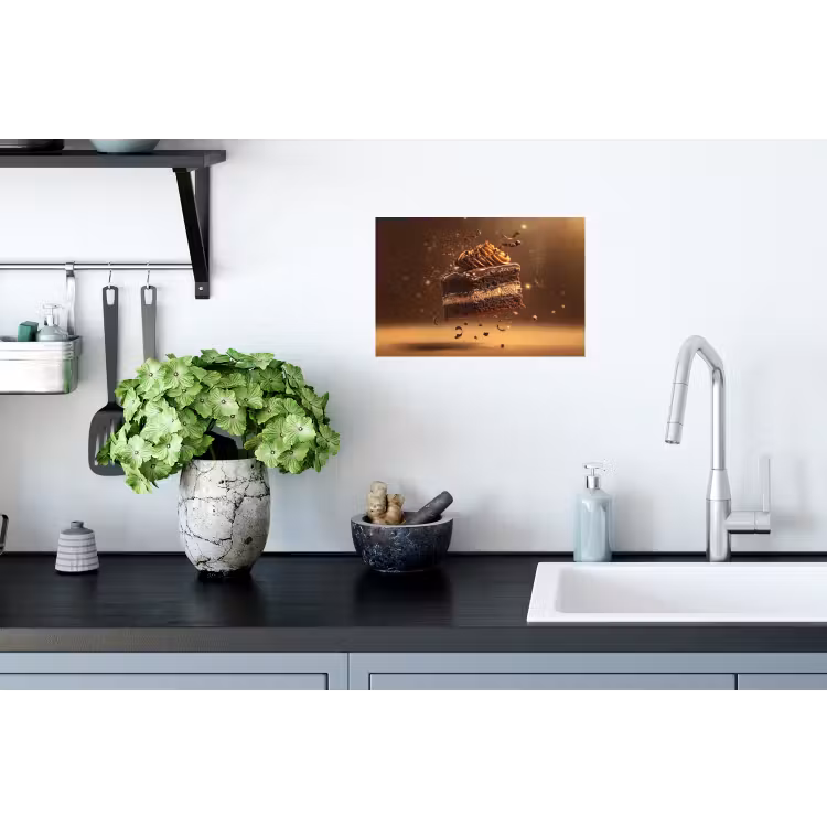 Taart - Chocolade - Eten - Brownie Muursticker klein -keuken