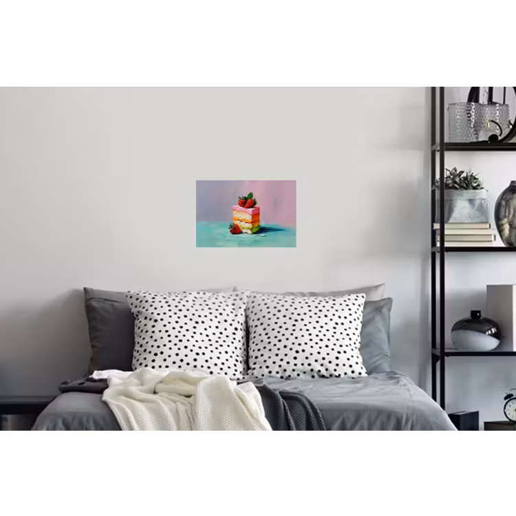 Taartje - Aardbeien - Glazuur - Kleurrijk Muursticker klein -slaapkamer