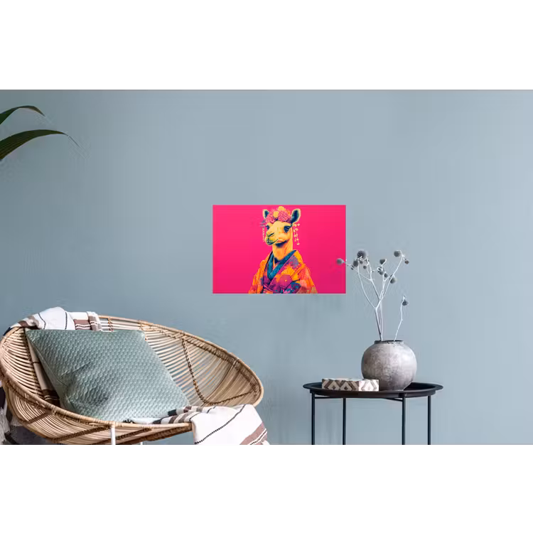 Kameel - Bloemen - Kimono - Waaiers Muursticker klein -plant