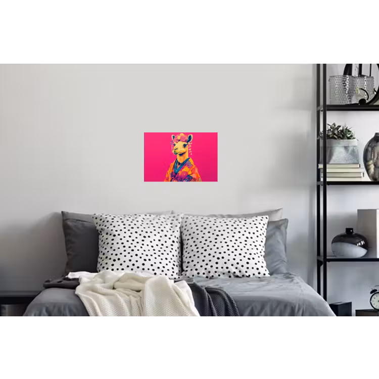 Kameel - Bloemen - Kimono - Waaiers Muursticker klein -slaapkamer