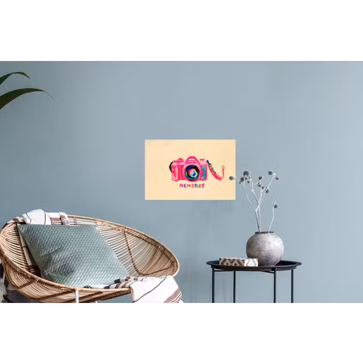 Camera - Memories - Roze - Geschilderd Muursticker klein -plant