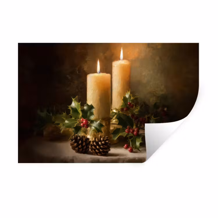 Kaarslicht - Kerst - Veelkleurig Muursticker klein -3d