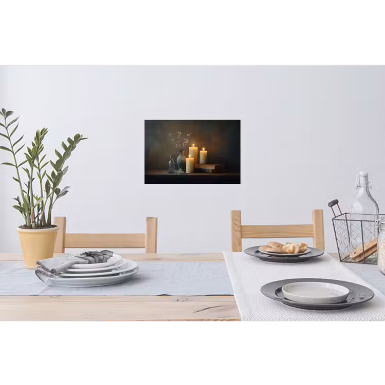 Kaarsen - Stilleven - Rustiek - Boeken Muursticker klein -eettafel