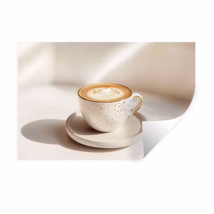 Cappuccino - Schuim - Schotel - Beige Muursticker klein -3d