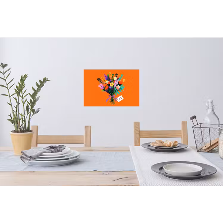 Kaartje - Boeket - Bloemen Muursticker klein -eettafel