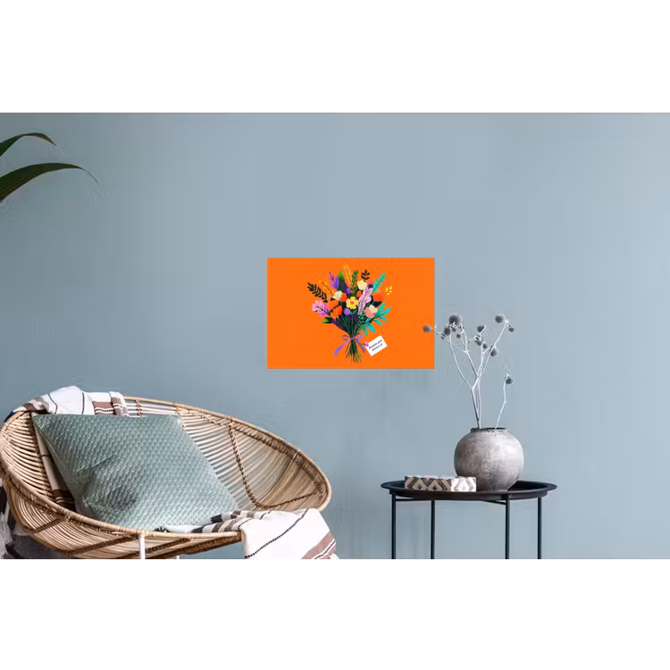 Kaartje - Boeket - Bloemen Muursticker klein -plant