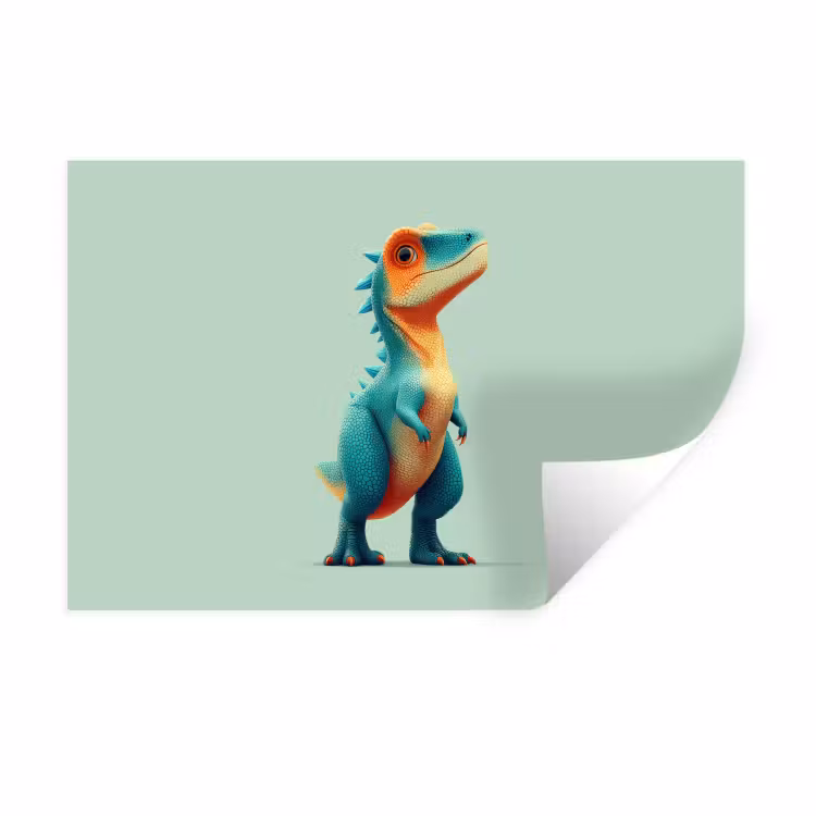 Cartoon - Dino - Oranje - Stekels Muursticker klein -3d