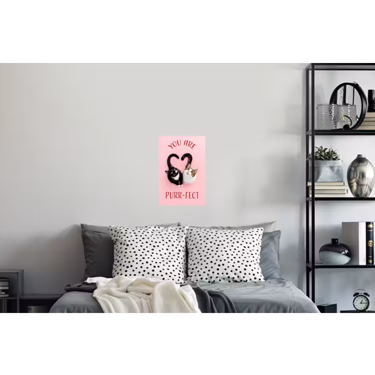 Kat - Hart - Tekst - Valentijn Muursticker klein -slaapkamer