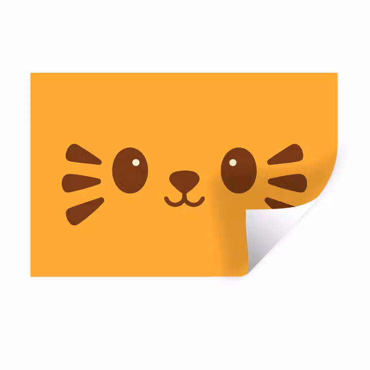 Kat - Simplistisch - Oranje - Vrolijk Muursticker klein -3d