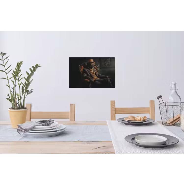 Kat - Pak - Oranje - Sigaar Muursticker klein -eettafel