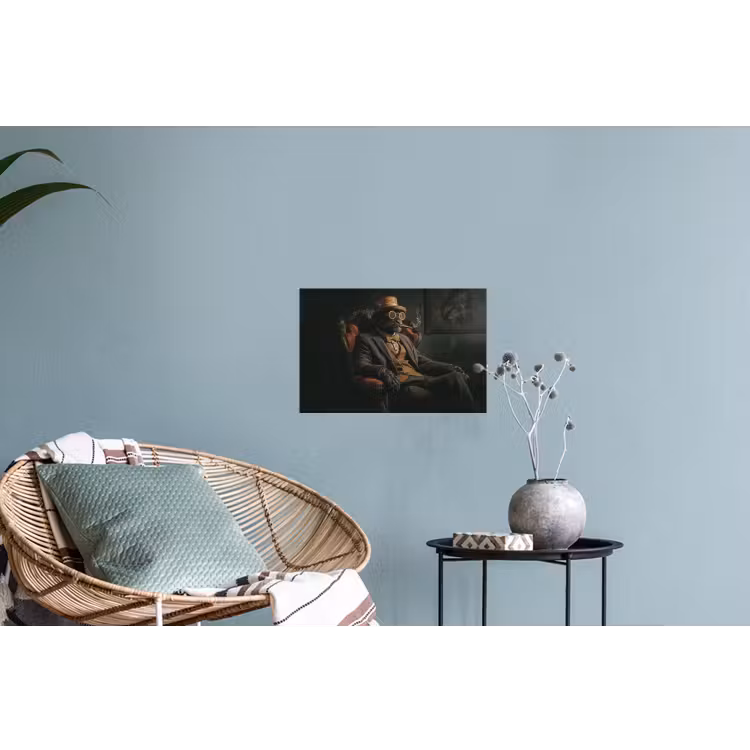 Kat - Pak - Oranje - Sigaar Muursticker klein -plant