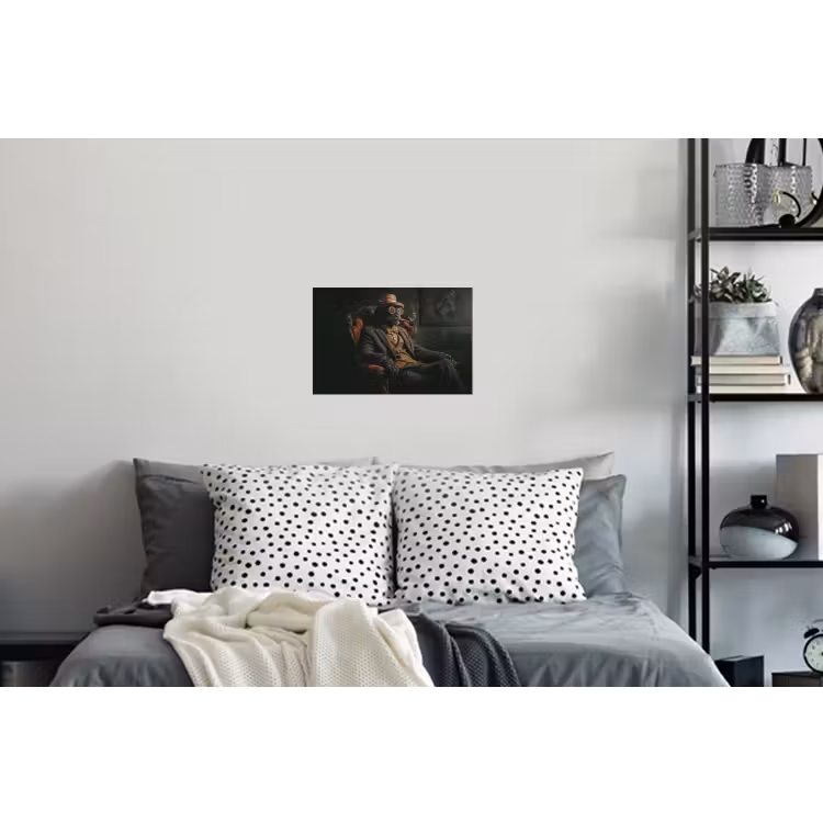 Kat - Pak - Oranje - Sigaar Muursticker klein -slaapkamer