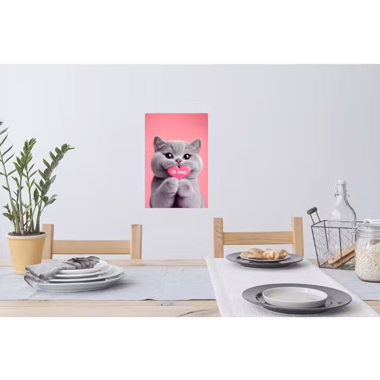 Kat - Valentijn - Roze - Liefde Muursticker klein -eettafel