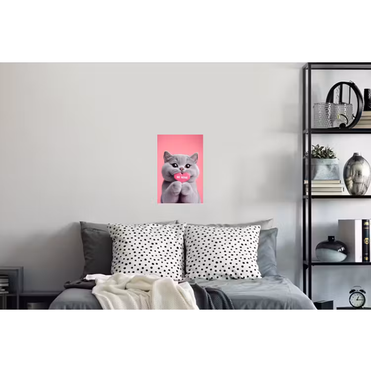 Kat - Valentijn - Roze - Liefde Muursticker klein -slaapkamer