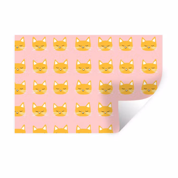 Katten - Patroon - Roze Muursticker klein 286 -3d