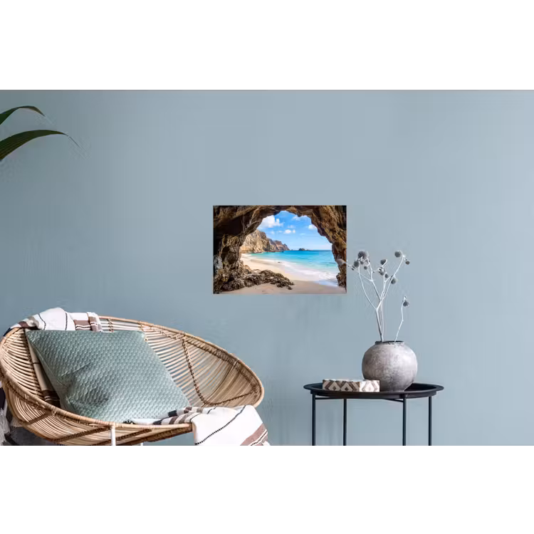 Grot - Strand - Zee - Blauw Muursticker klein -plant