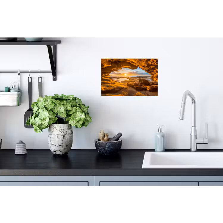 Grot - Zee - Horizon - Zonsondergang Muursticker klein -keuken