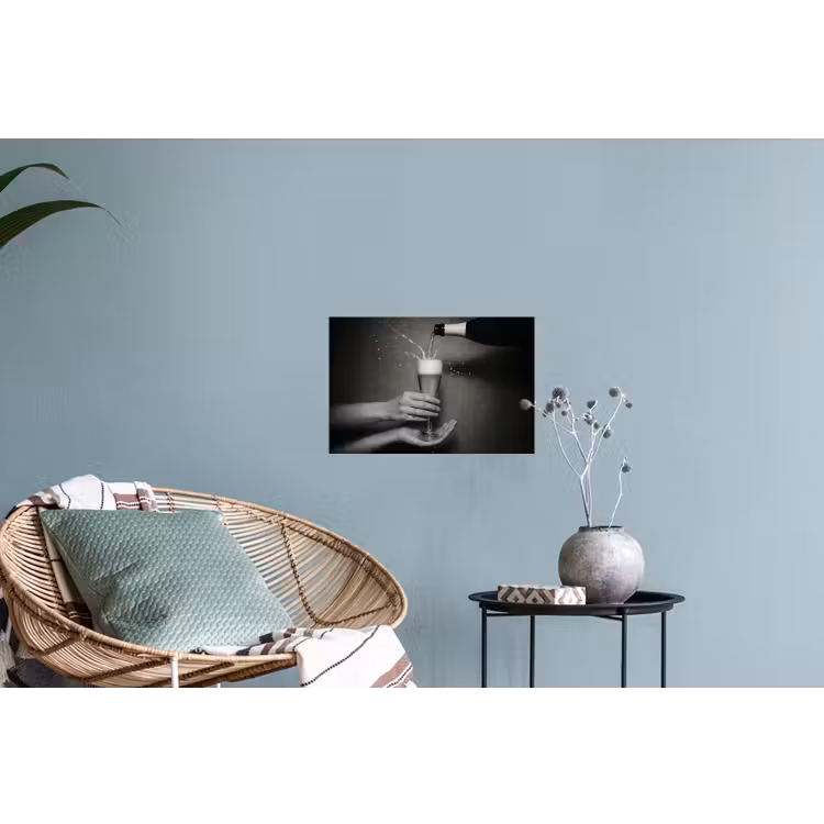Champagnefles - Glas - Minimalistisch - Spetters Muursticker klein -plant