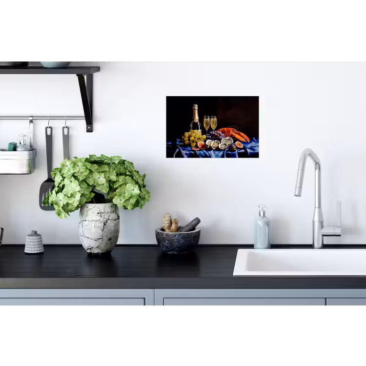 Champagne - Luxe - Oesters Muursticker klein -keuken