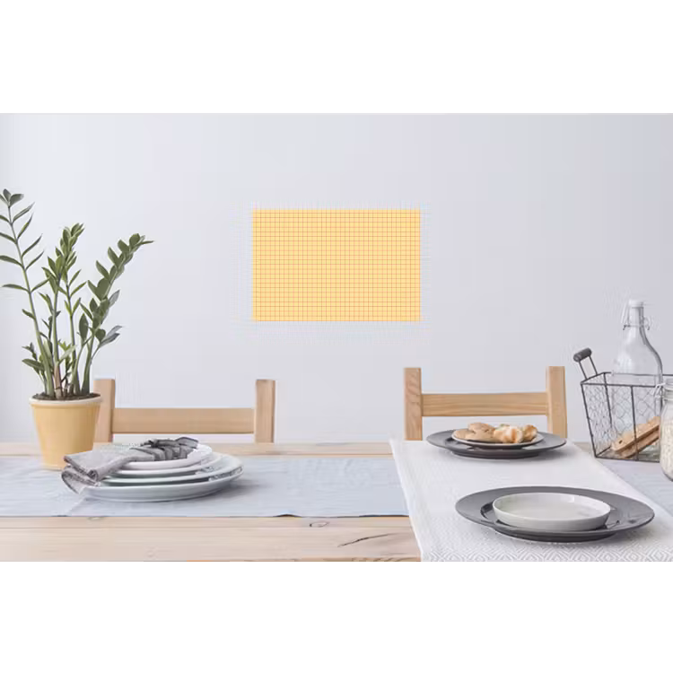 Ruitjes - Grid - Minimalistisch - Geel - Roze Muursticker klein 286 -eettafel