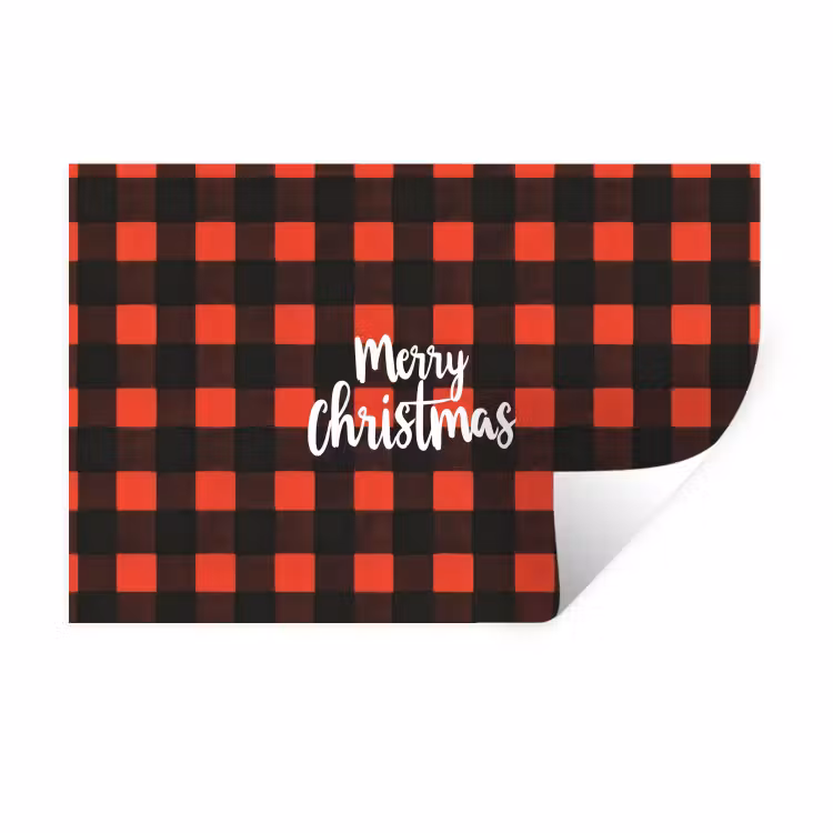 Geruit - Rood - Tekst - Christmas Muursticker klein -3d