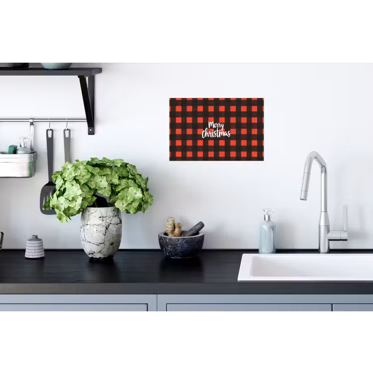 Geruit - Rood - Tekst - Christmas Muursticker klein -keuken