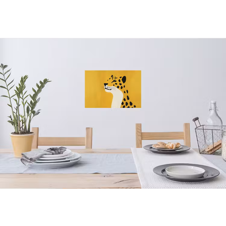 Cheetah - Illustratie - Geel Muursticker klein -eettafel
