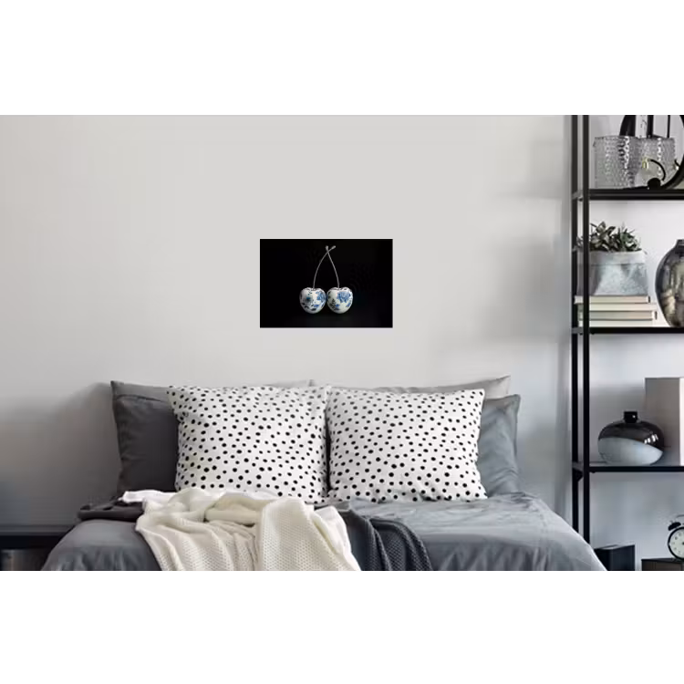 Kersen - Delfts blauw - Fruit Muursticker klein -slaapkamer
