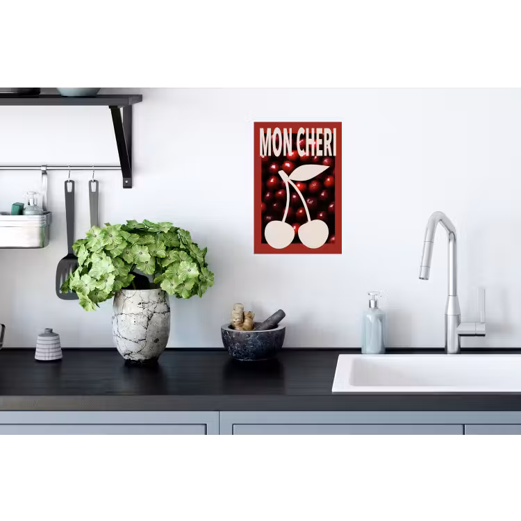 Kersen - Illustratie - Rood Muursticker klein -keuken