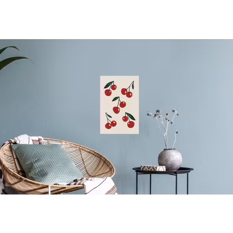 Kersen - Blaadjes - Rood Muursticker klein -plant