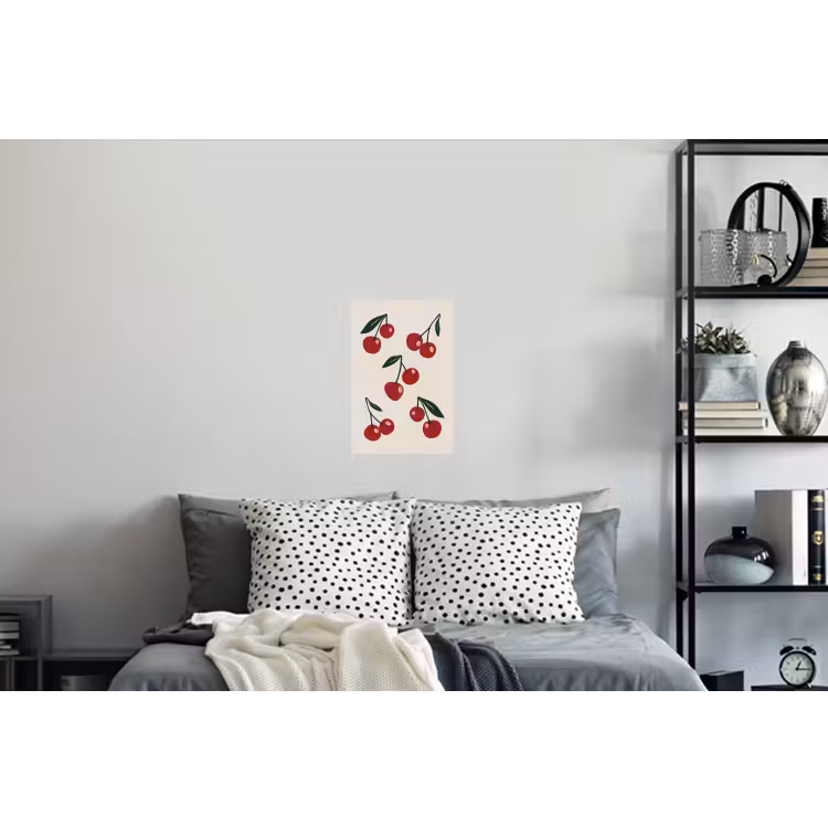 Kersen - Blaadjes - Rood Muursticker klein -slaapkamer
