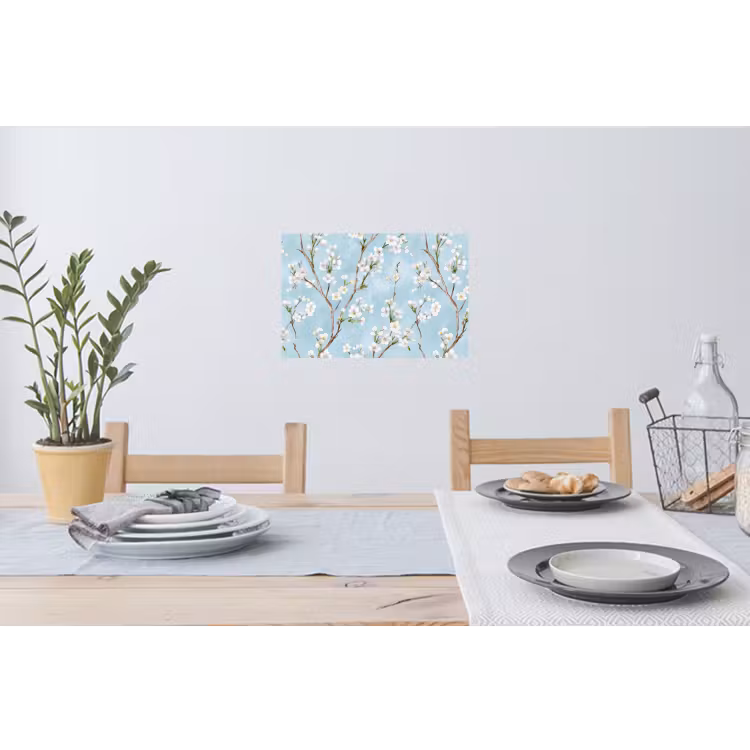 Kersenbloesem - Textuur - Blauw Muursticker klein 286 -eettafel
