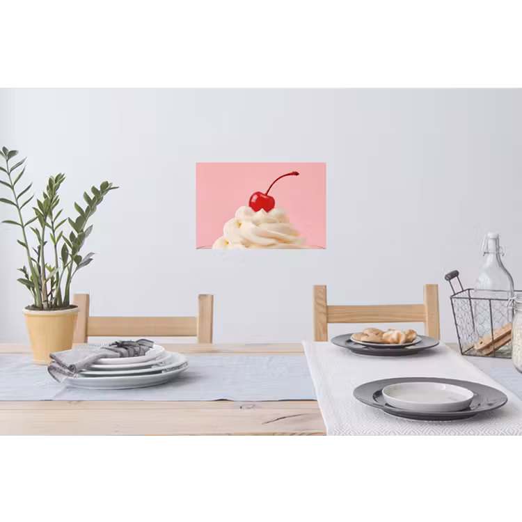 Kers - Slagroom - Roze Muursticker klein -eettafel