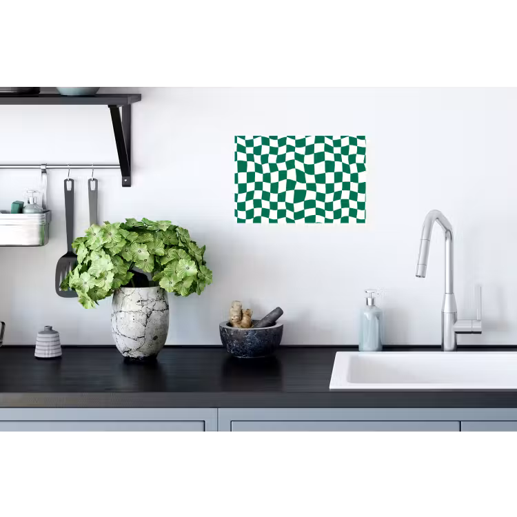 Schaakbord - Golvend - Groen Muursticker klein 286 -keuken