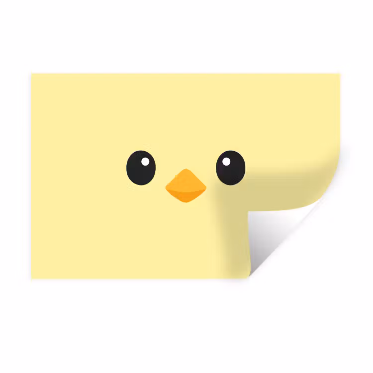 Kuiken - Vrolijk - Geel - Minimalistisch Muursticker klein -3d