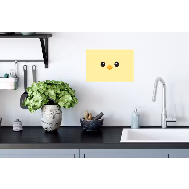 Kuiken - Vrolijk - Geel - Minimalistisch Muursticker klein -keuken