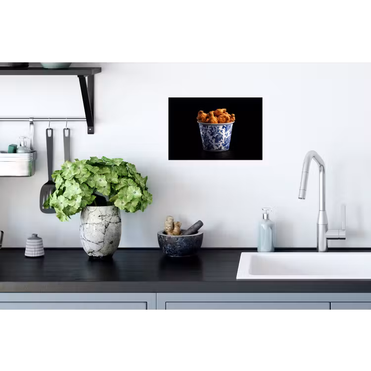 Kip - Bucket - Delfts blauw - Lekker Muursticker klein -keuken
