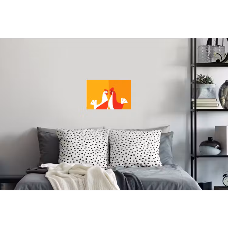 Kippen - Oranje - Vlakken Muursticker klein -slaapkamer