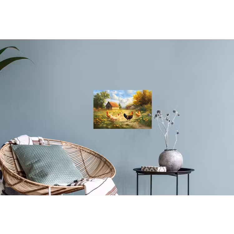 Kippen - Landelijke rust - Natuur Muursticker klein -plant