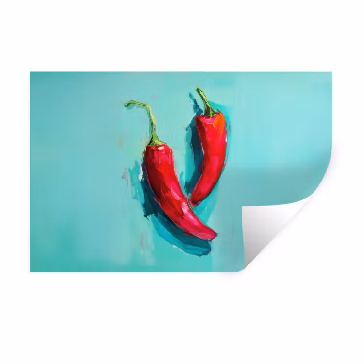 Chilipepers - Geverfd - Rood Muursticker klein -3d