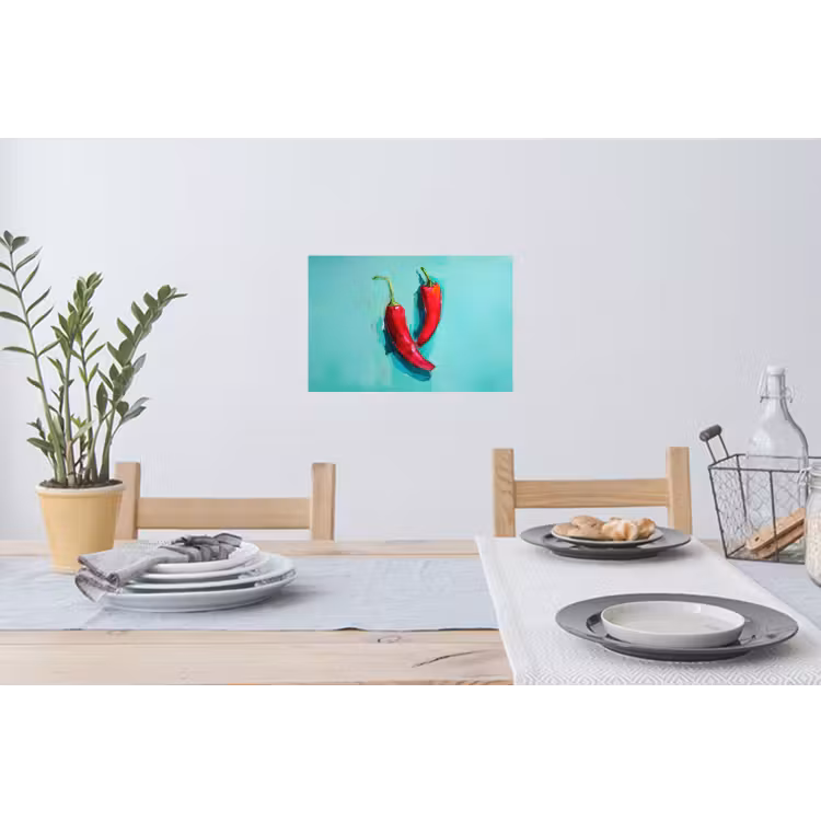 Chilipepers - Geverfd - Rood Muursticker klein -eettafel
